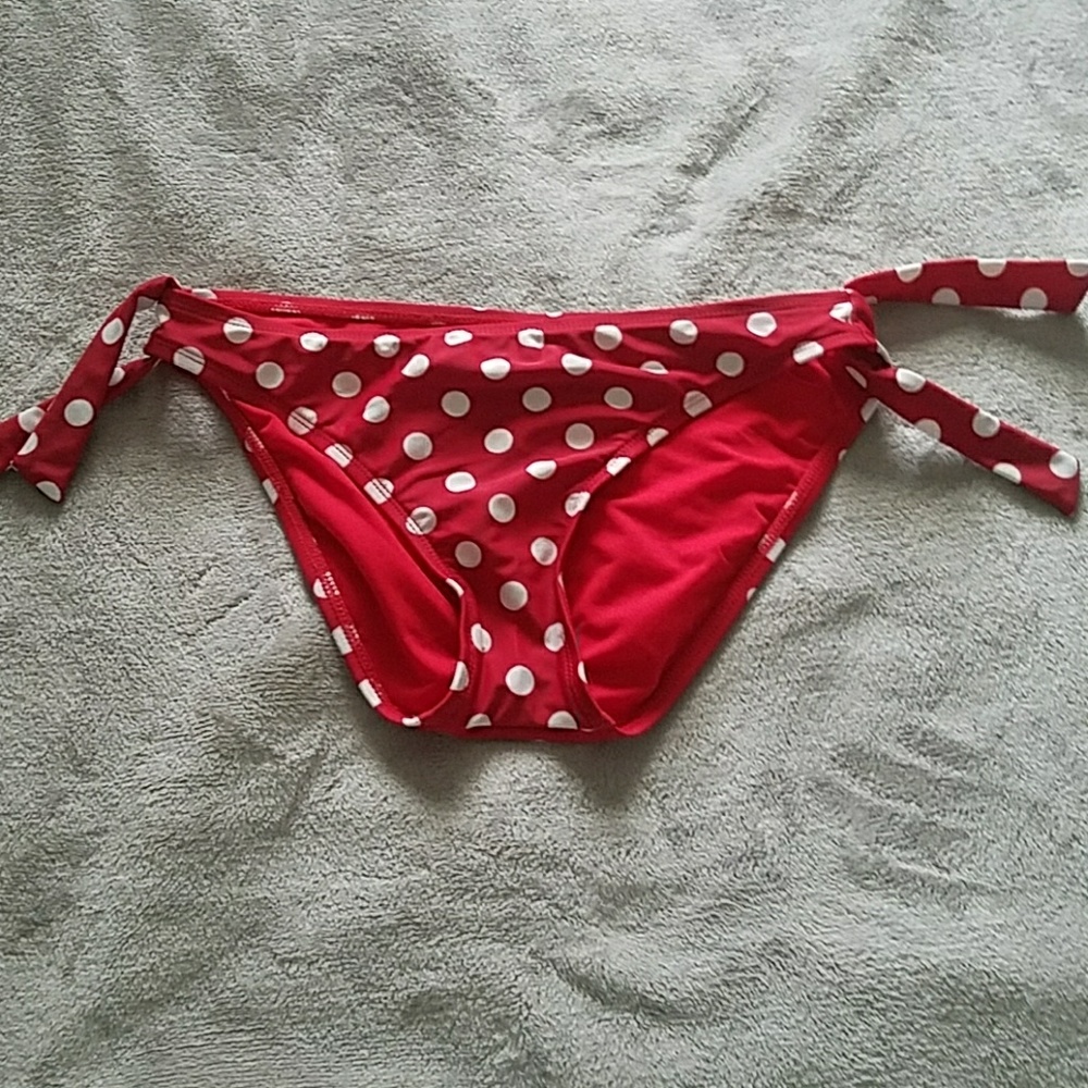 White and red Polka Swim  bottom